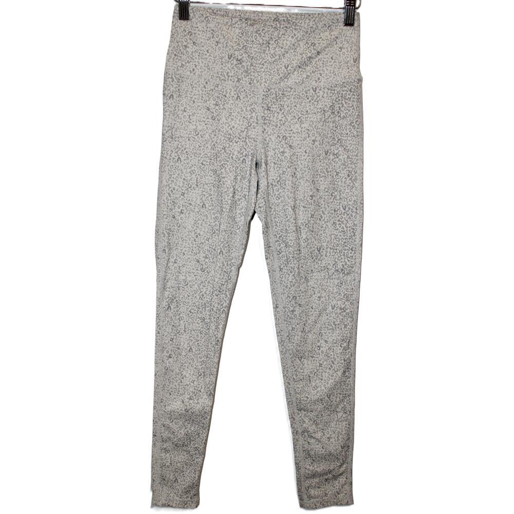 Womens Mono B Gray White Leopard Print High-Waisted Leggings APH-A1146 Size S